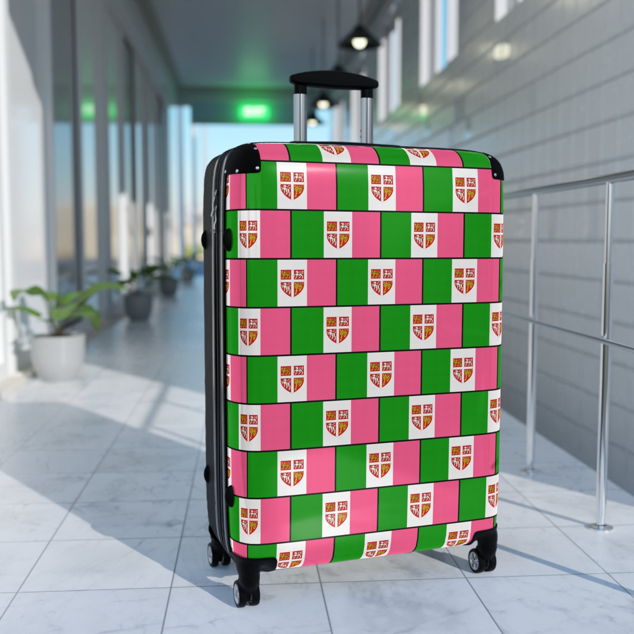 Pink, White & Green Flag 3-Piece Luggage Set with Coat of Arms