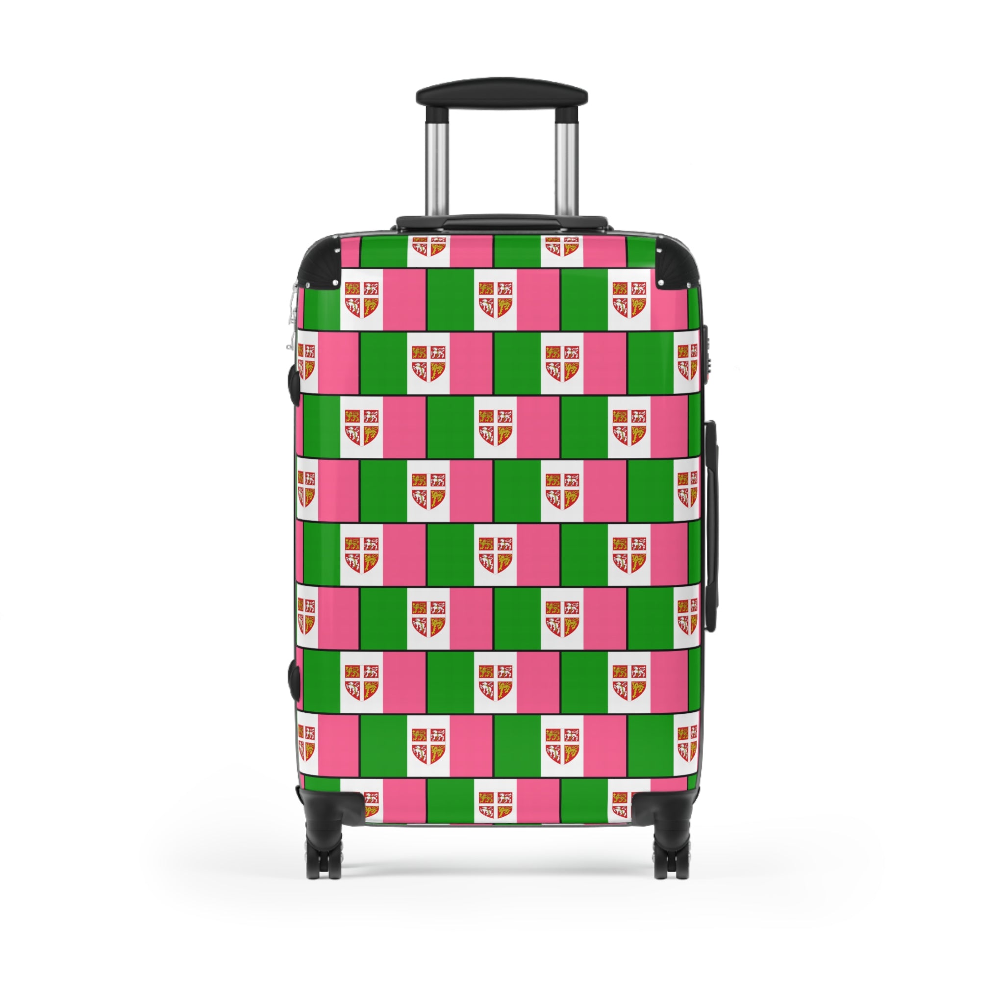 Pink, White & Green Flag 3-Piece Luggage Set with Coat of Arms