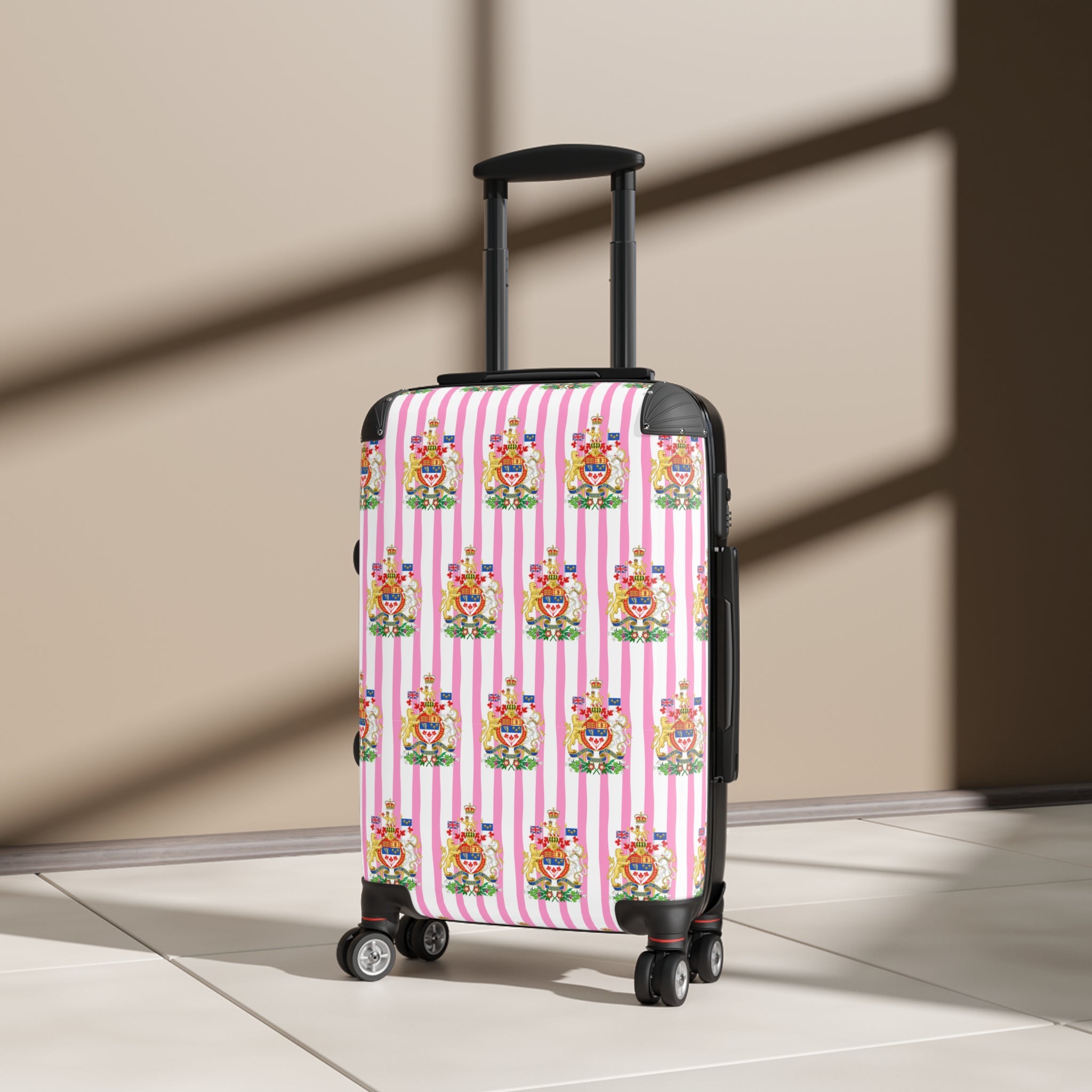 Canada Coat of Arms Pink Stripe 3-Piece Luggage Set