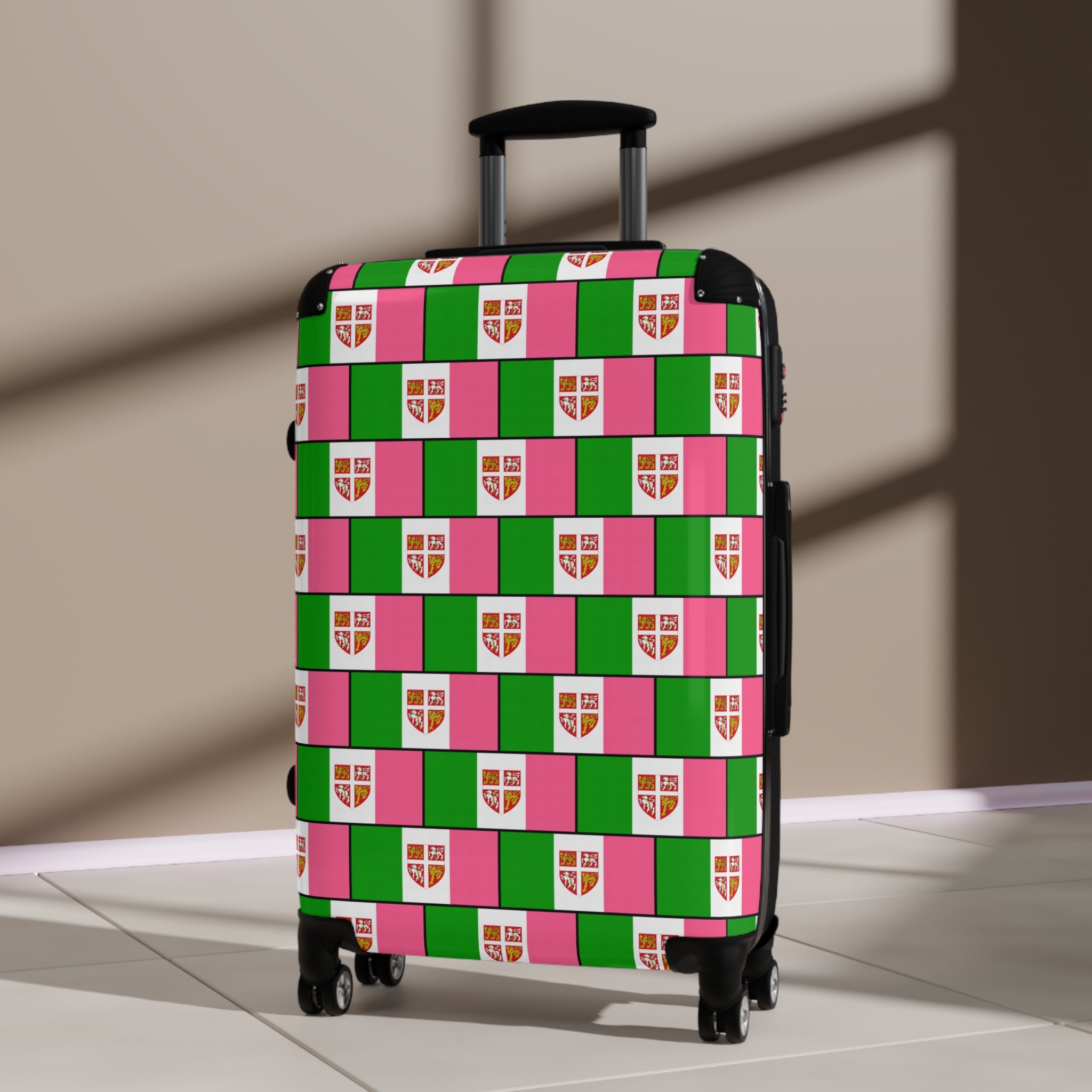 Pink, White & Green Flag 3-Piece Luggage Set with Coat of Arms