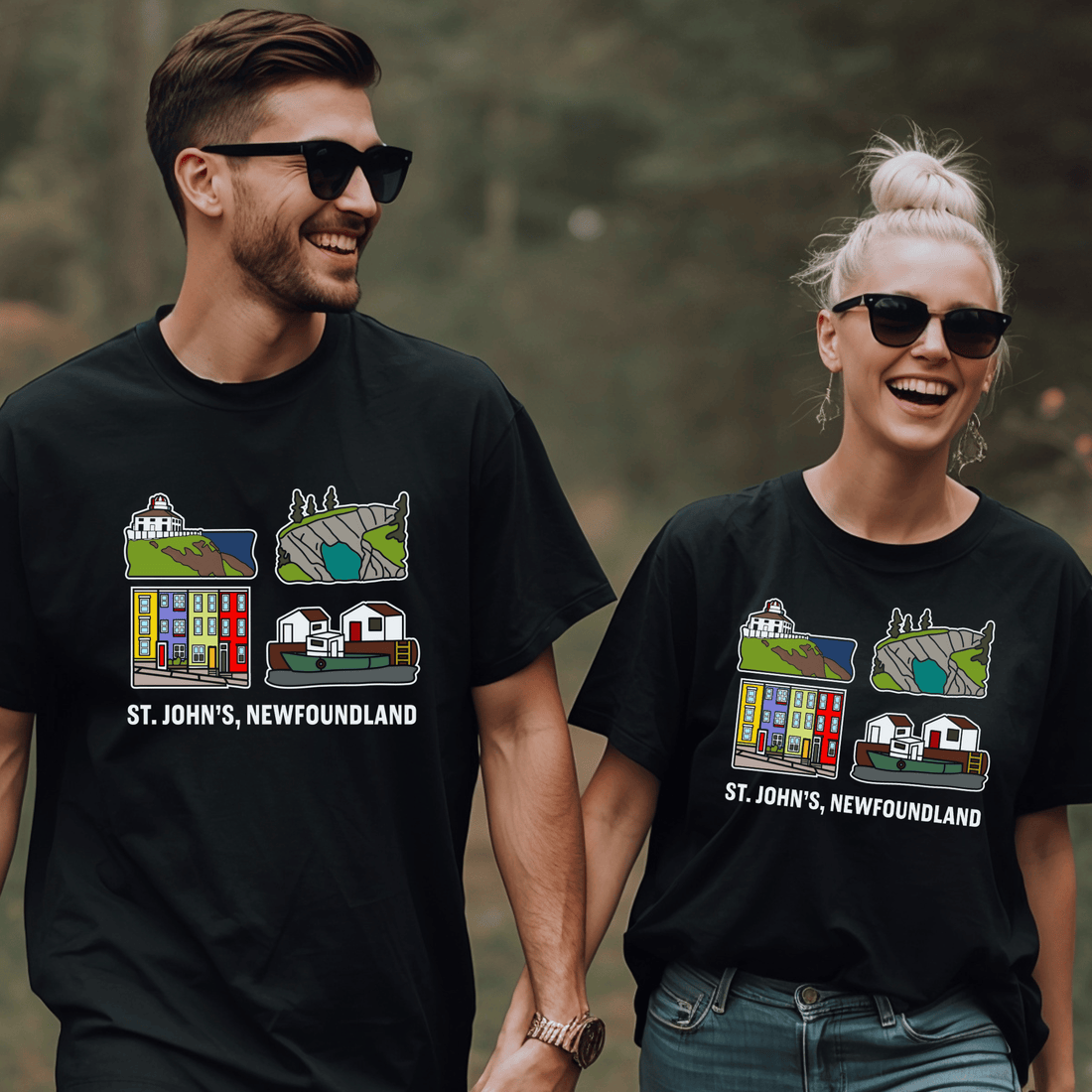 St. John's Newfoundland Settings T-Shirt — Colorful Landmarks Tee