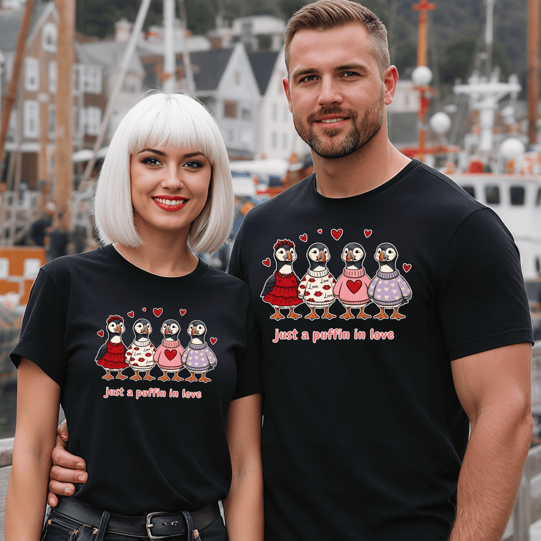 Just a Puffin in Love' Cute, Valentine Tee