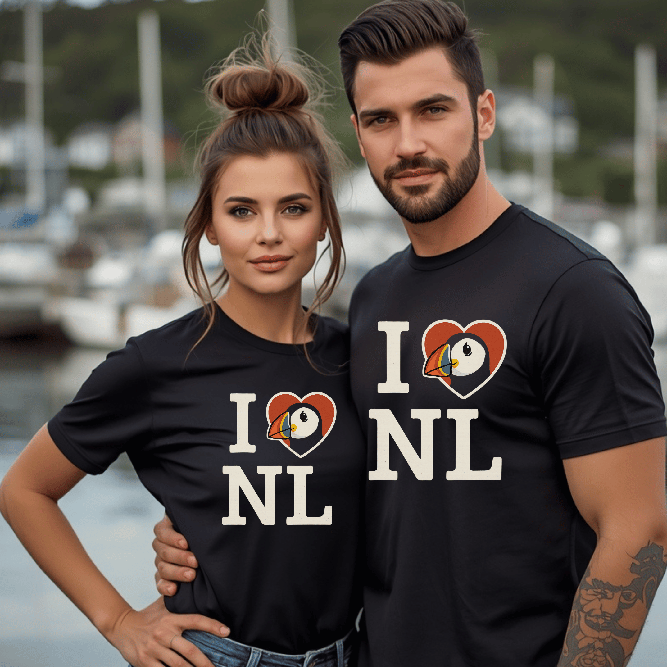 "I  Heart NL " Puffin T-Shirt---Newfoundland Nautical Collection