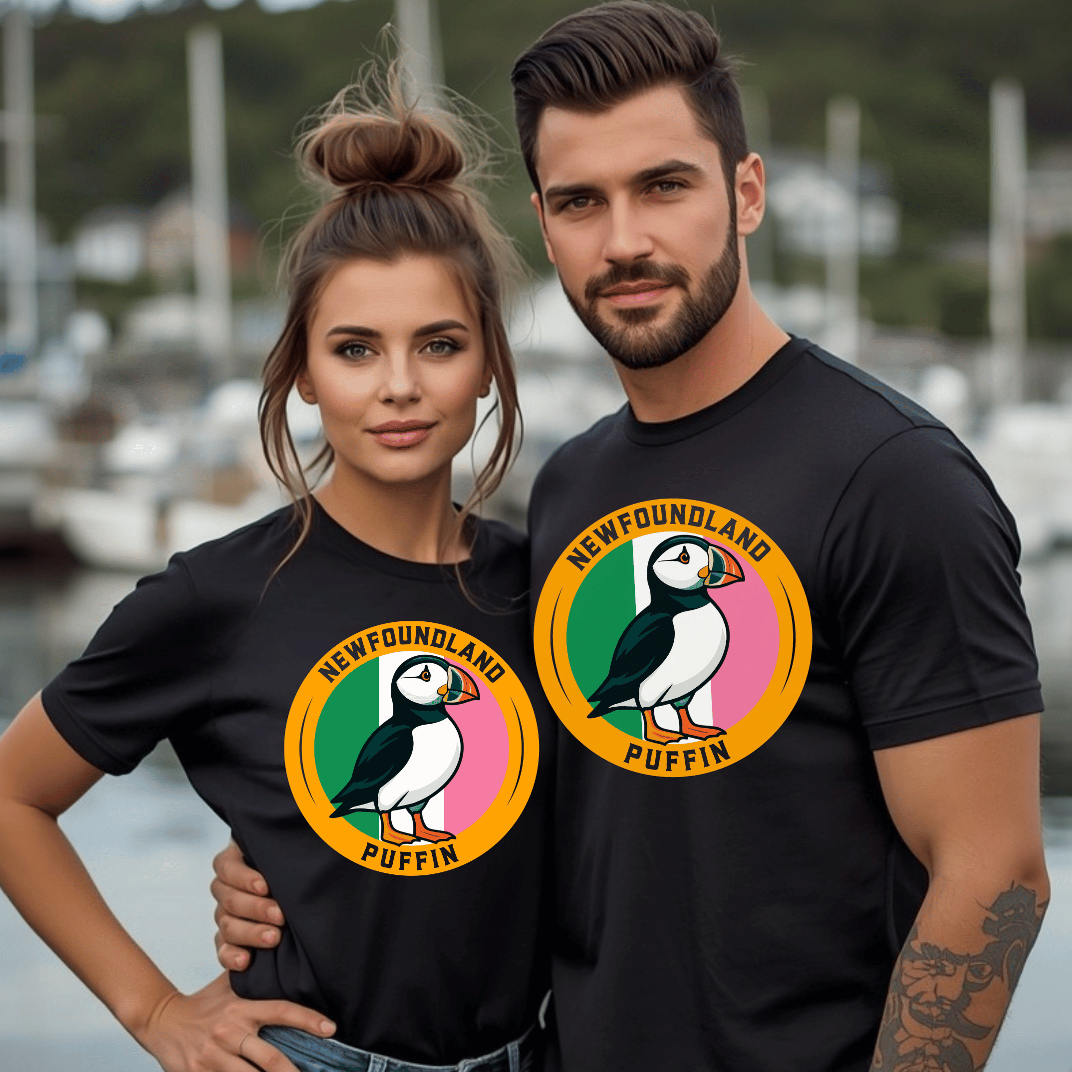 Newfoundland Puffin Badge Tee---Newfoundland Nautical Collection