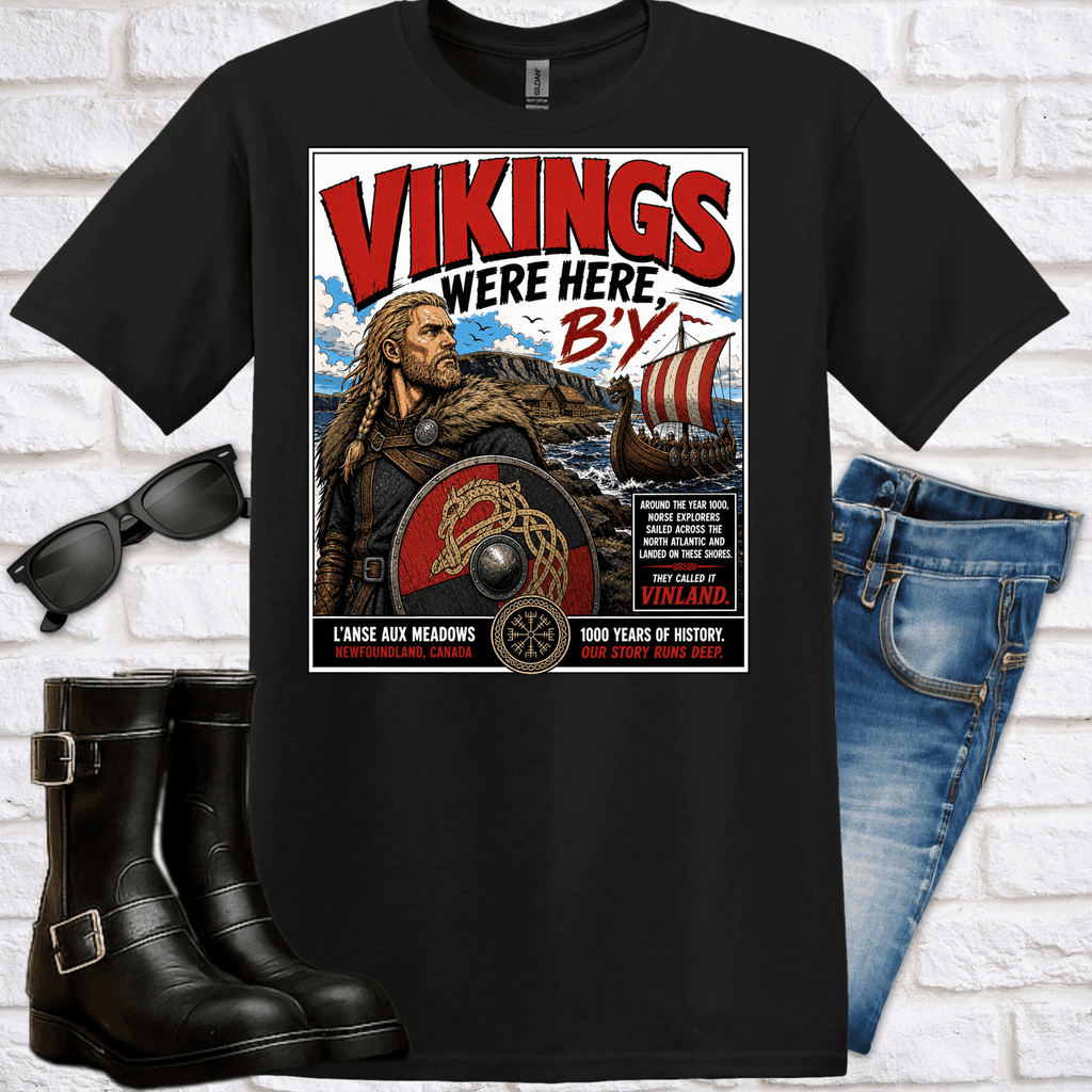 V"ikings Were Here, B;y" Tee---Newfoundland Collection