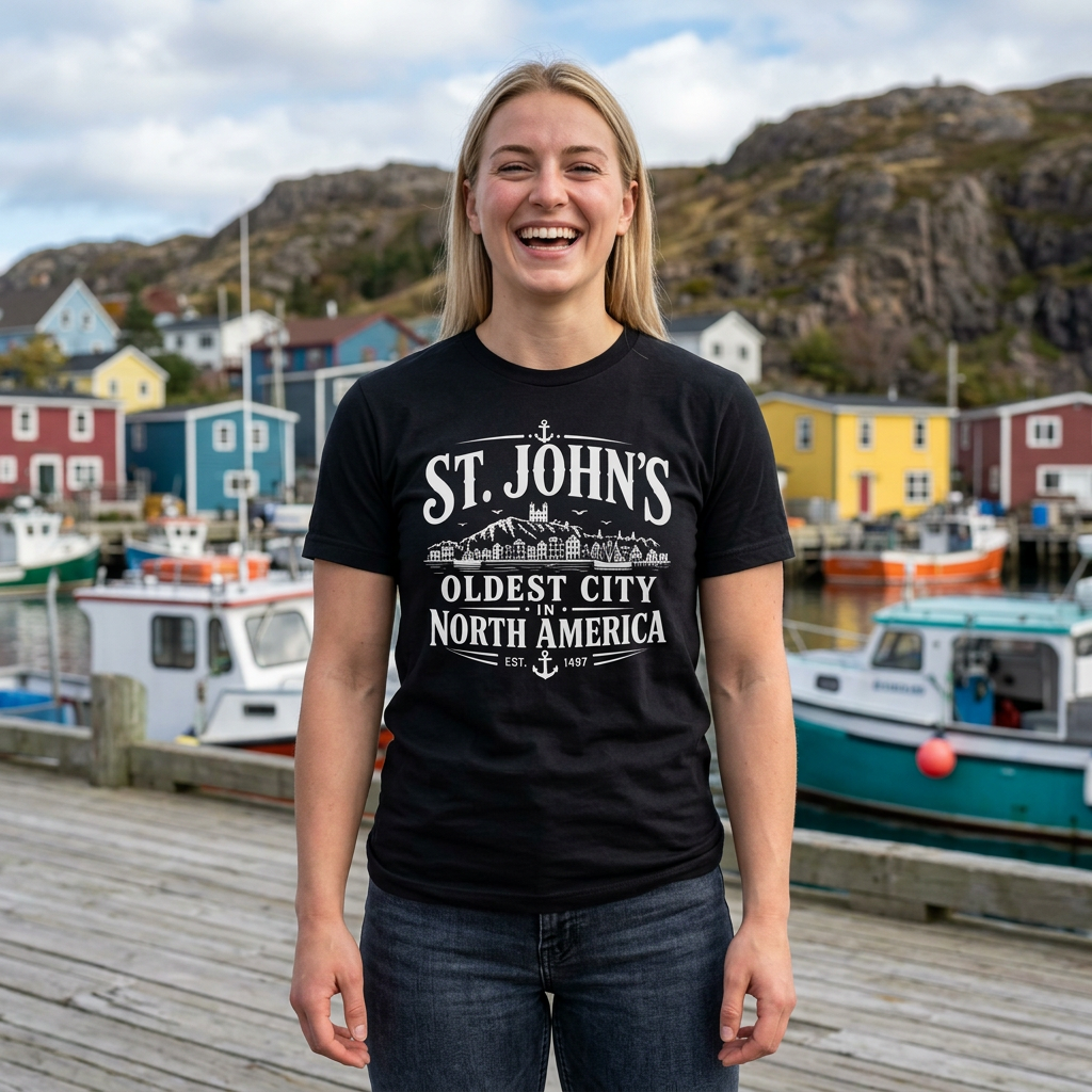 St. John's Vintage City T‑Shirt — 'Oldest City North America' Souvenir