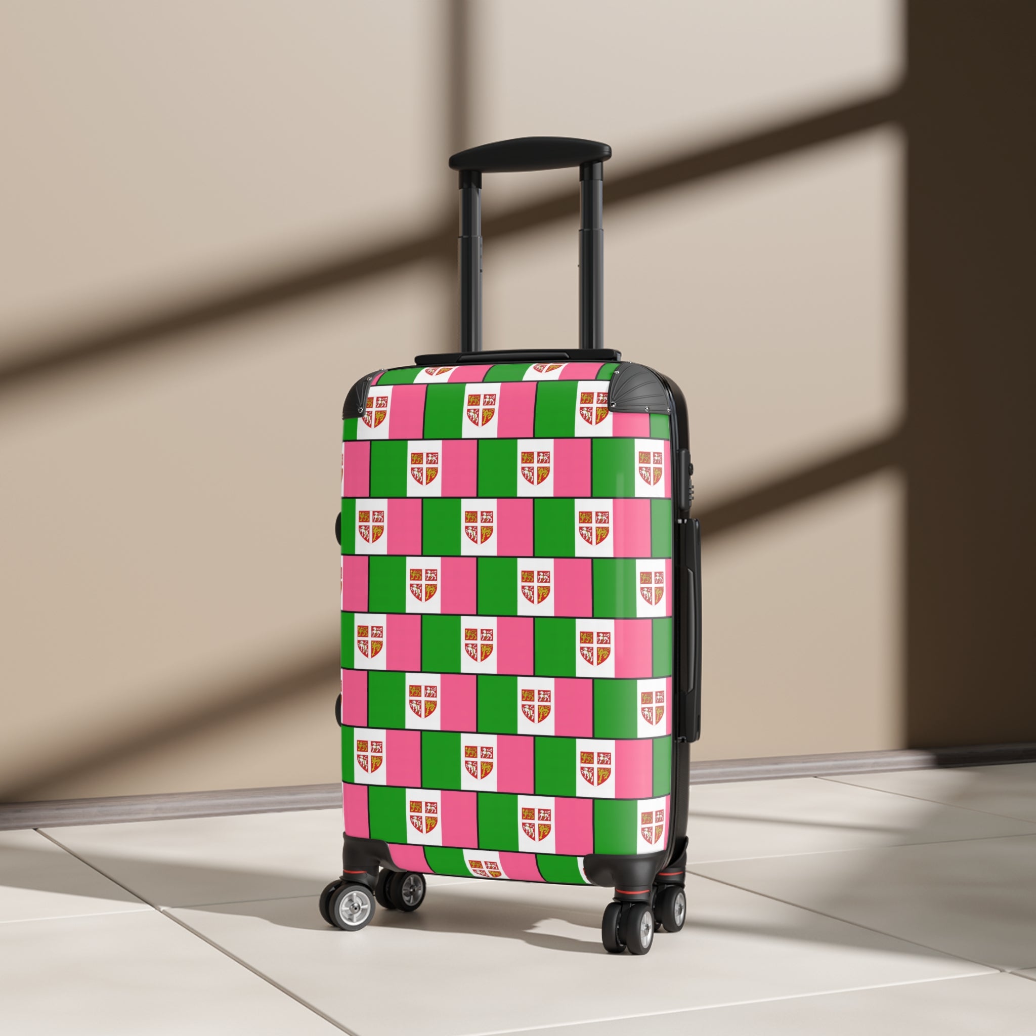 Pink, White & Green Flag 3-Piece Luggage Set with Coat of Arms