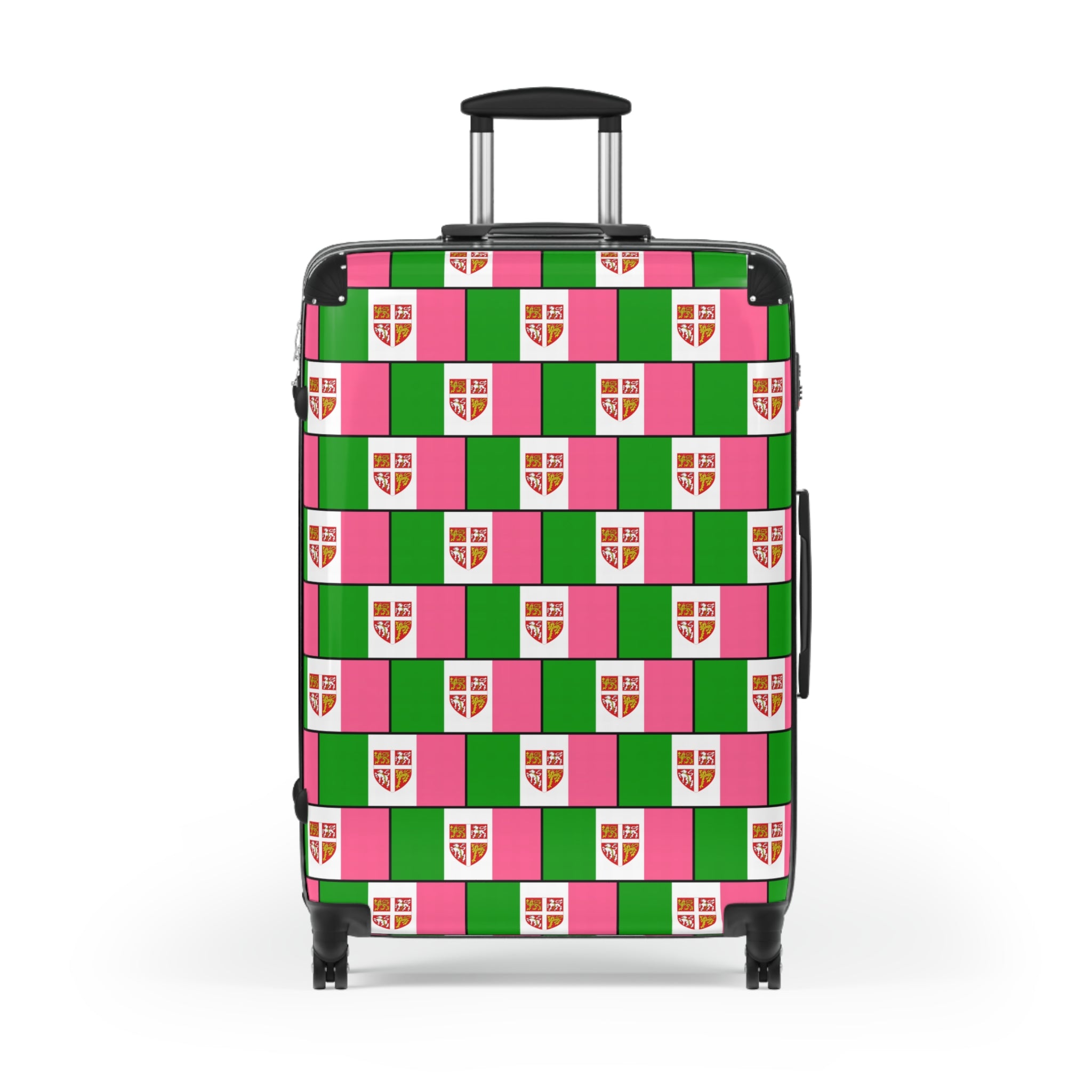 Pink, White & Green Flag 3-Piece Luggage Set with Coat of Arms