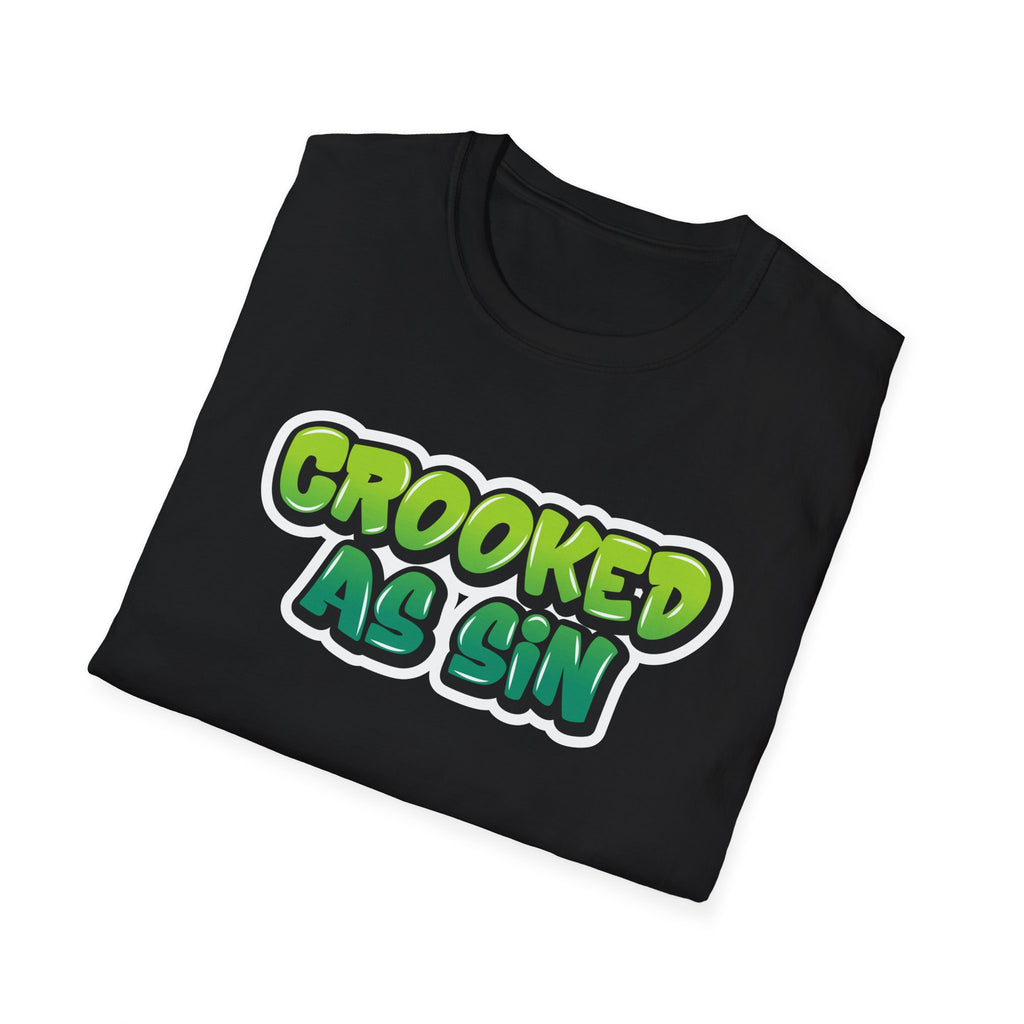 Crooked As Sin Unisex Softstyle T-Shirt - Fun Graphic Tee for Casual Outings