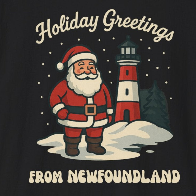 Holiday Greetings from Newfoundland with Santa and a Lighthouse Design