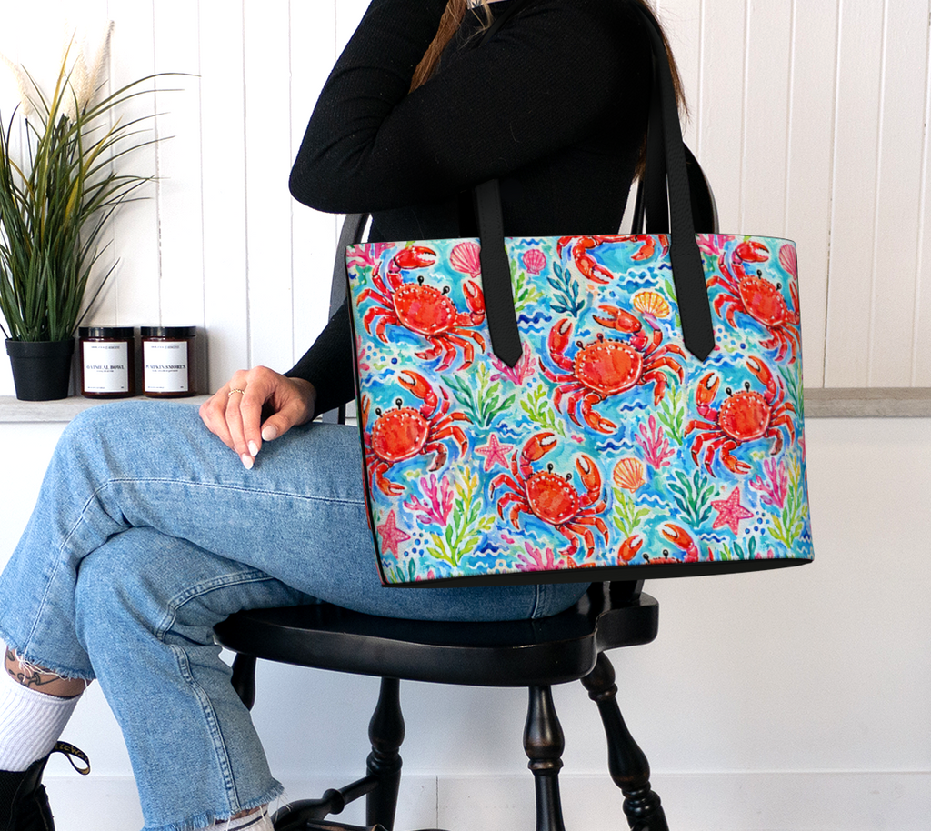 crab tote w black strap