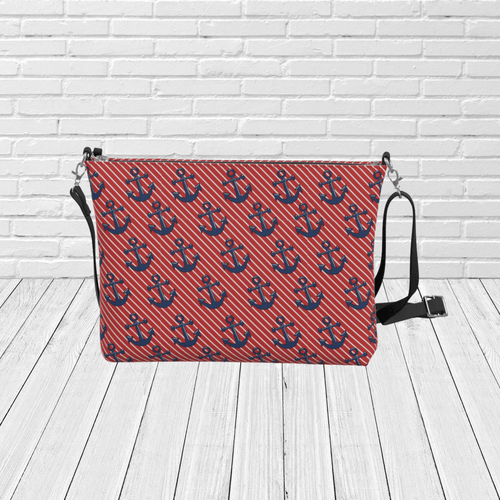 Anchor Pattern Crossbody – Red Nautical Coastal Purse - Newfinese Please