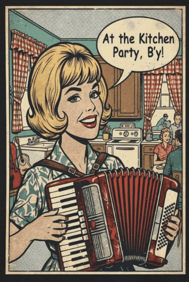At the Kitchen Party, B’y! Tee - Comic Collection - Newfineseplease.ca