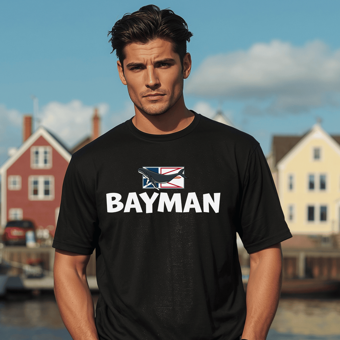 "Bayman" Whale - Flag T-Shirt - Newfinese Please