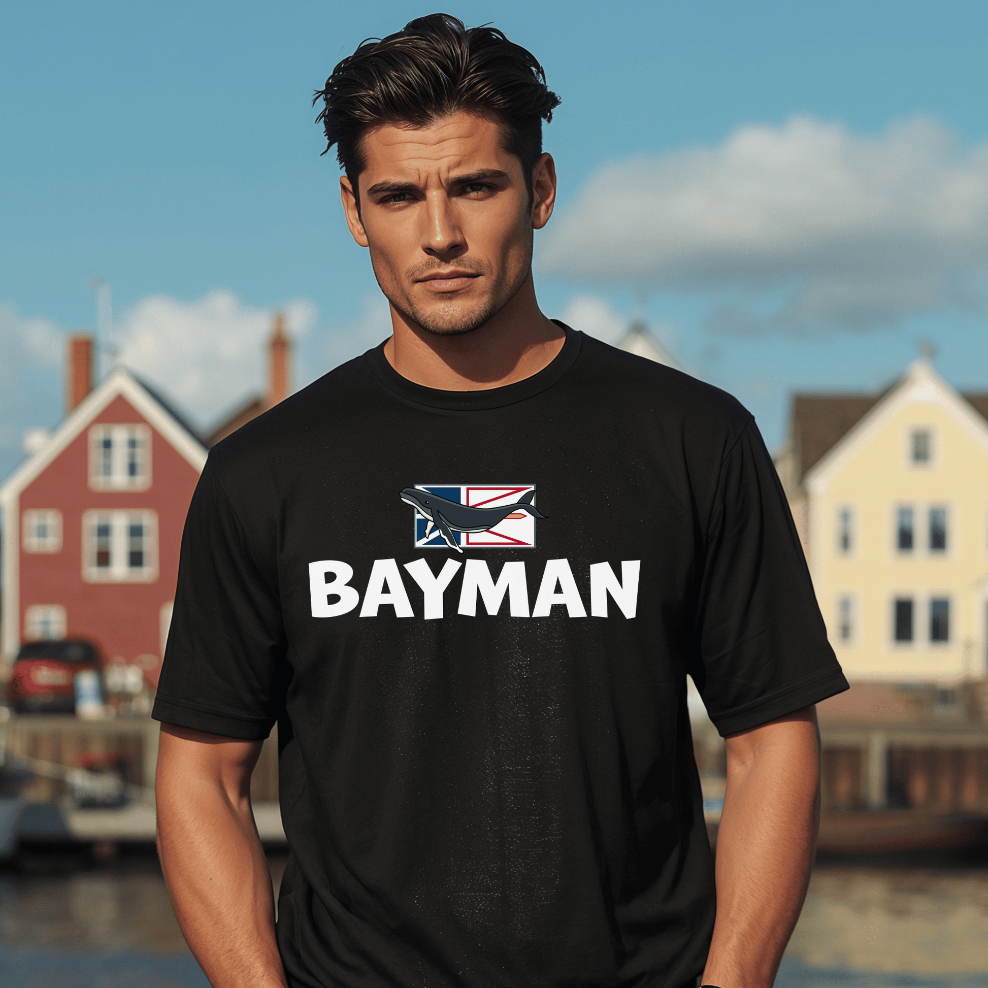 "Bayman" Whale - Flag T-Shirt - Newfinese Please