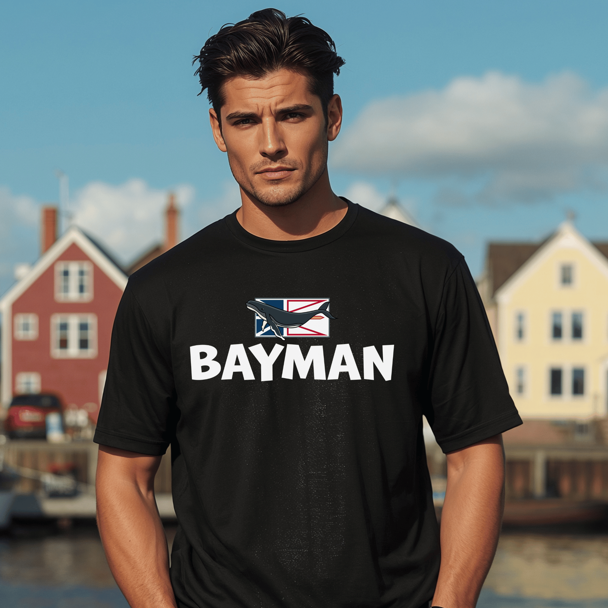 "Bayman" Whale - Flag T-Shirt - Newfinese Please