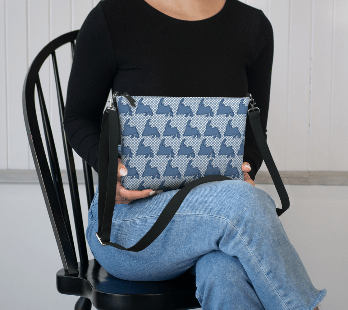 Blue Newfoundland Grid Crossbody Purse - Newfinese Please