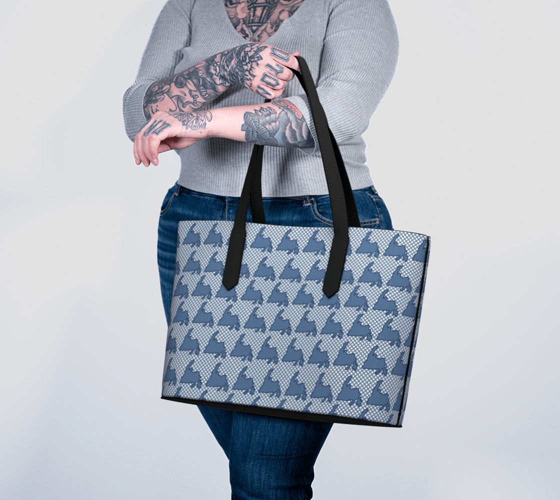 Blue Newfoundland Grid Tote - Newfinese Please