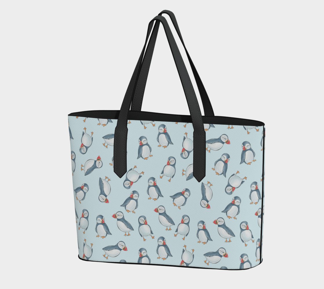 Blue Newfoundland Puffin Tote - Newfineseplease.ca