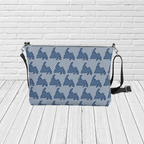 Blue Newfoundland Silhouette Grid Crossbody – Coastal Pattern Travel Purse - Newfinese Please