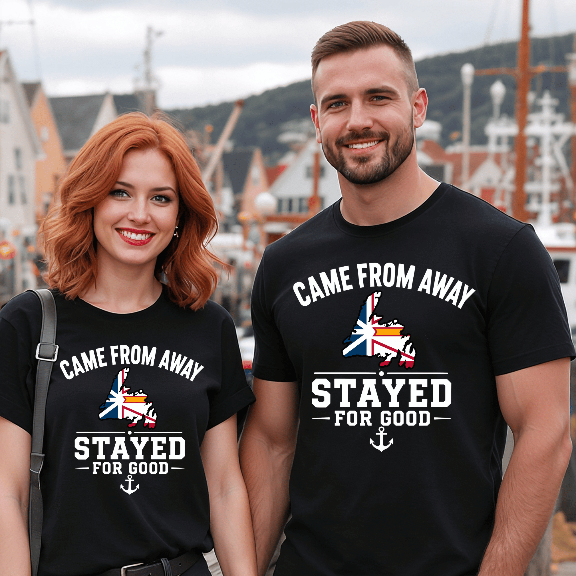 "Came From Away, Stayed For Good" Tee — Newfoundland Collection - Newfineseplease.ca