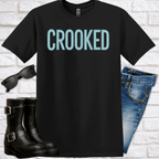 Crooked Graphic Tee — Bold Light - Blue Text Shirt - Newfinese Please