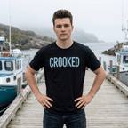 Crooked Graphic Tee — Bold Light - Blue Text Shirt - Newfinese Please