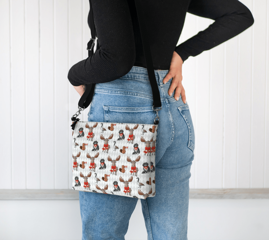 Crossbody w Canada critters - Newfinese Please
