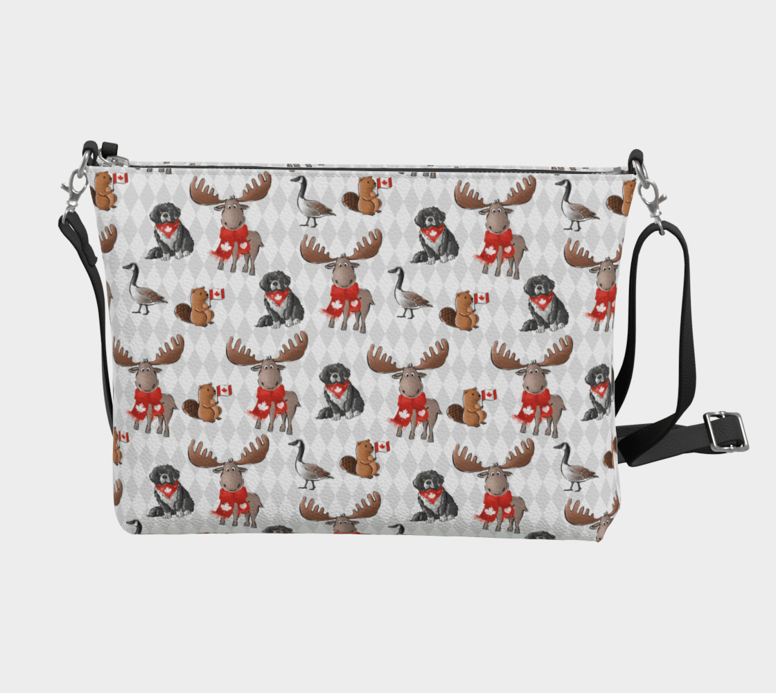 Crossbody w Canada critters - Newfinese Please