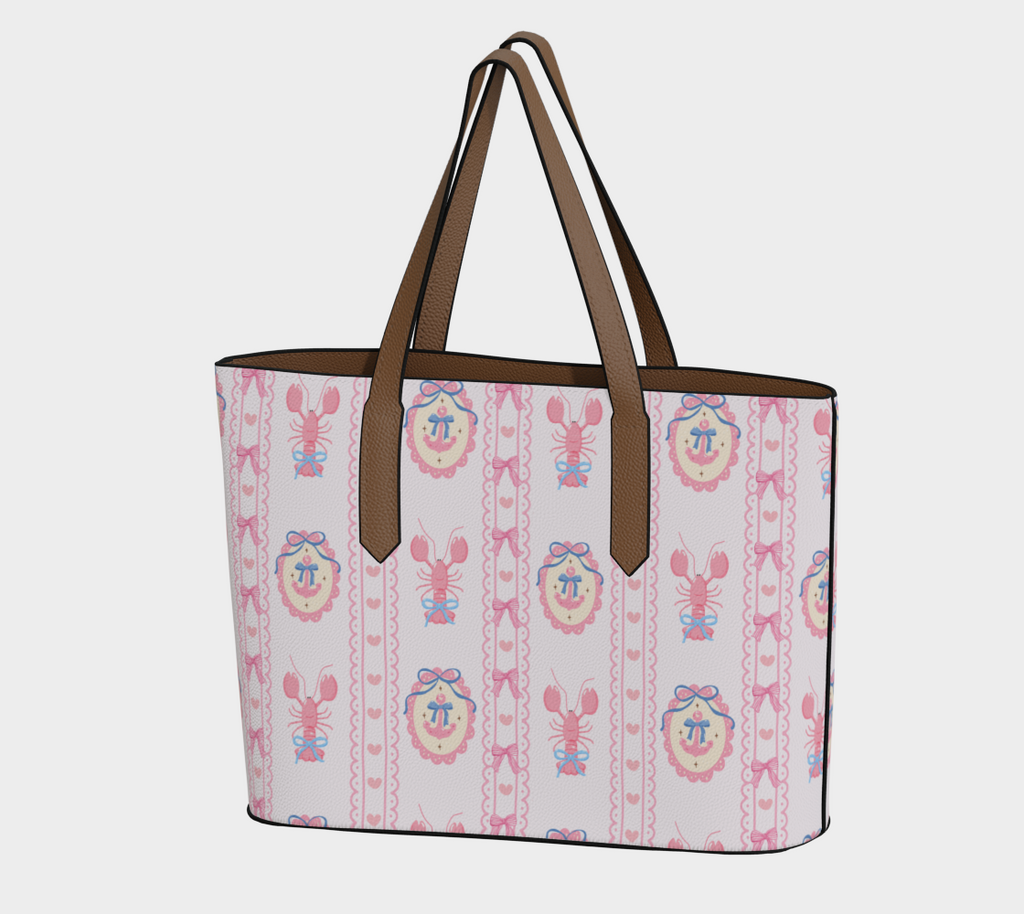 pink ribbon_anchor_lobster_tote