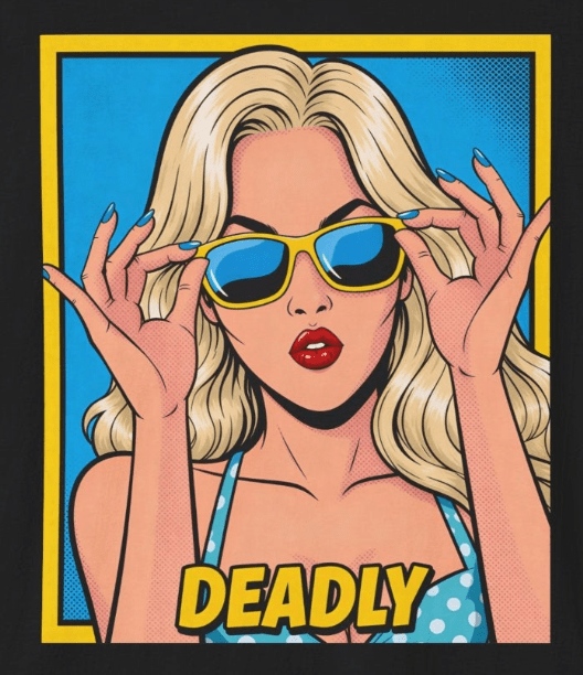Deadly Blonde Sunglasses Pop Art T-Shirt - Newfinese Please