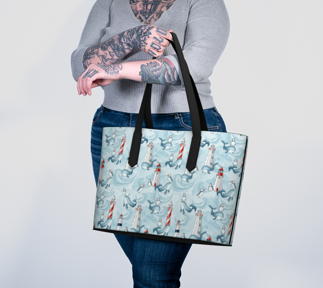 Whales & Puffins Tote Bag