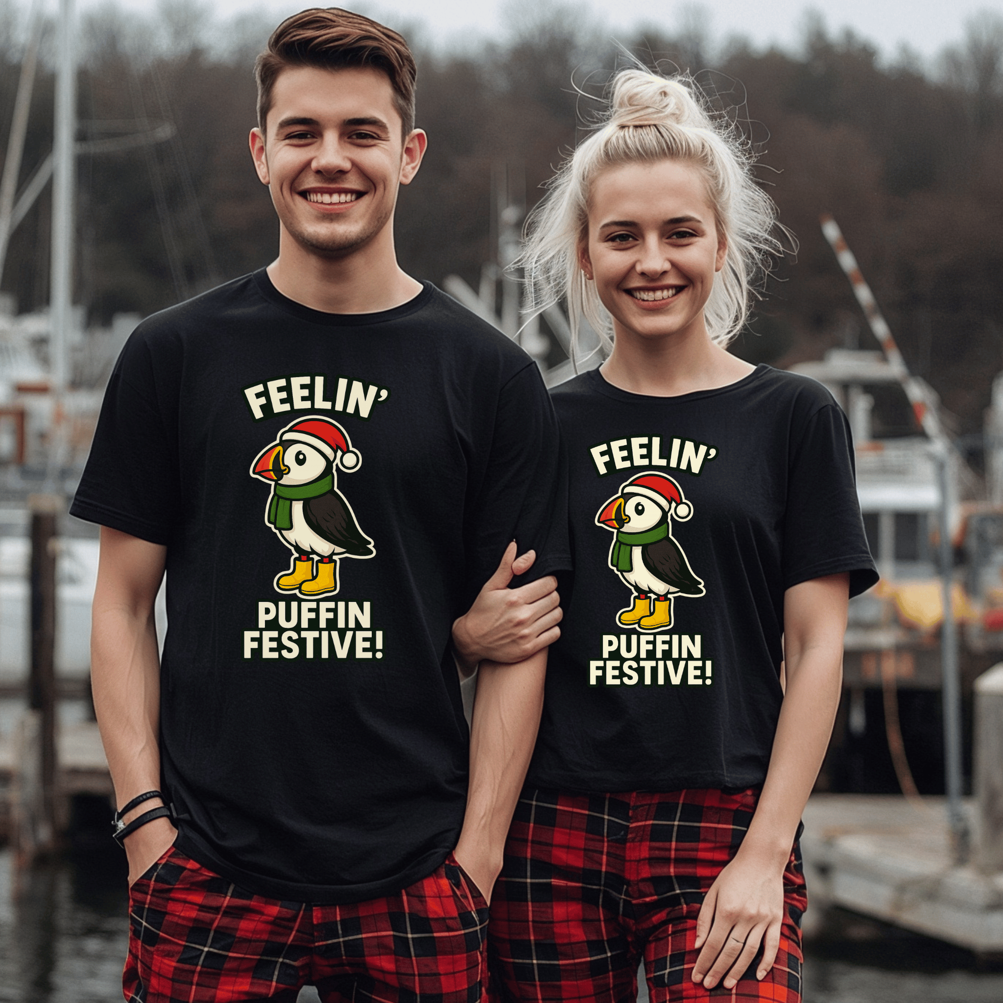 "Feelin' Puffin Festive" Christmas T-Shirt - Newfinese Please