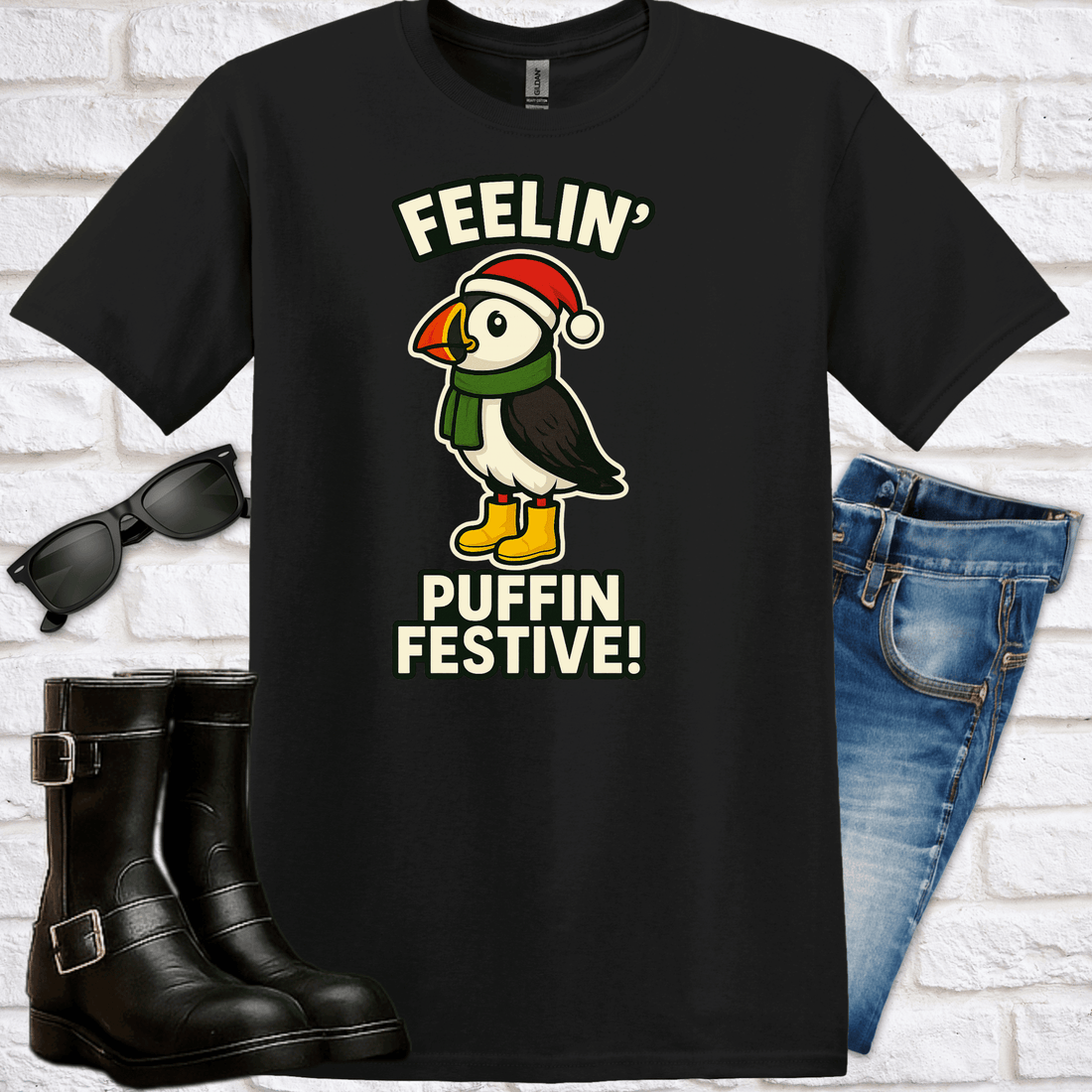 "Feelin' Puffin Festive" Christmas T-Shirt - Newfinese Please