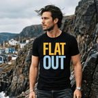 "FLAT OUT" T-Shirt - Newfoundland Dialect Typography Tee - Newfinese Please