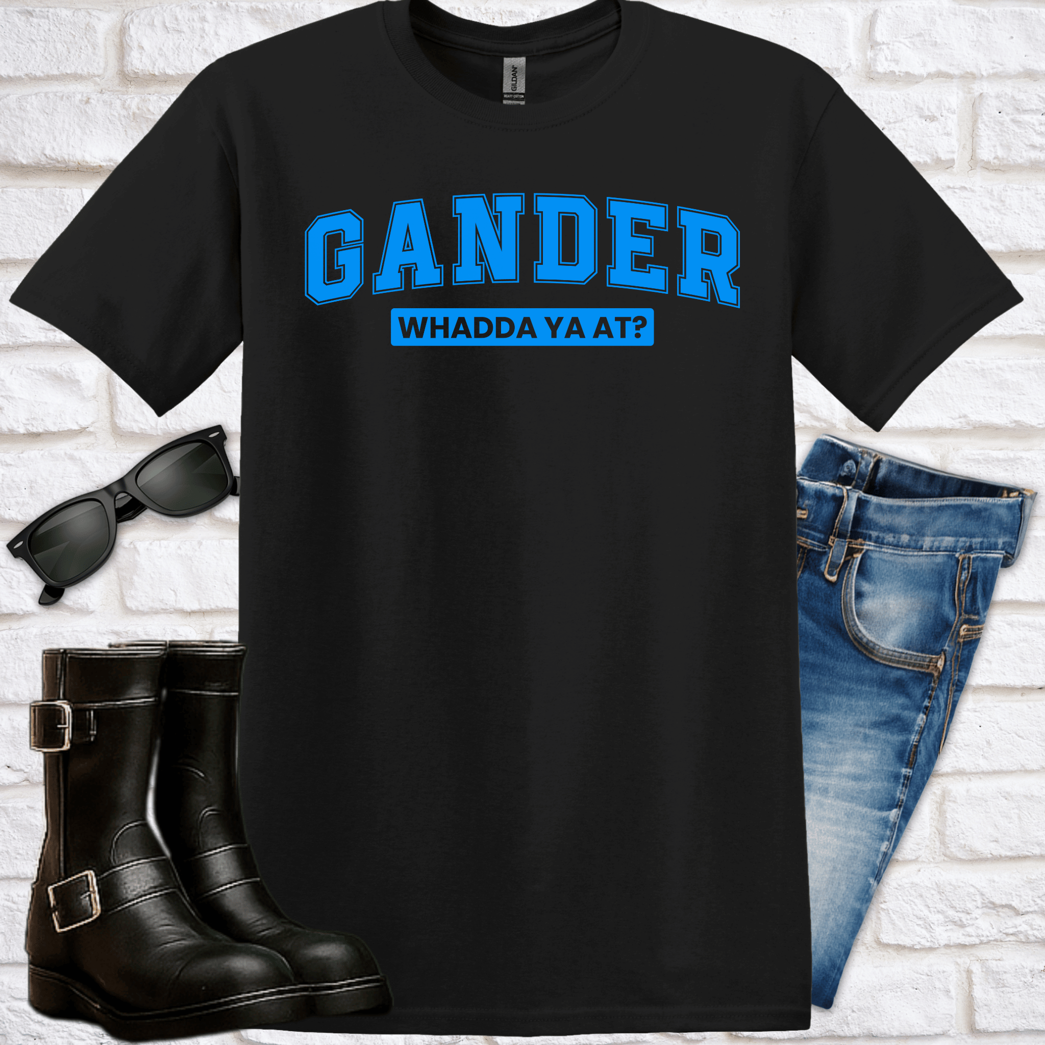 GANDER 'Whadda Ya At?' T-Shirt - Newfinese Please