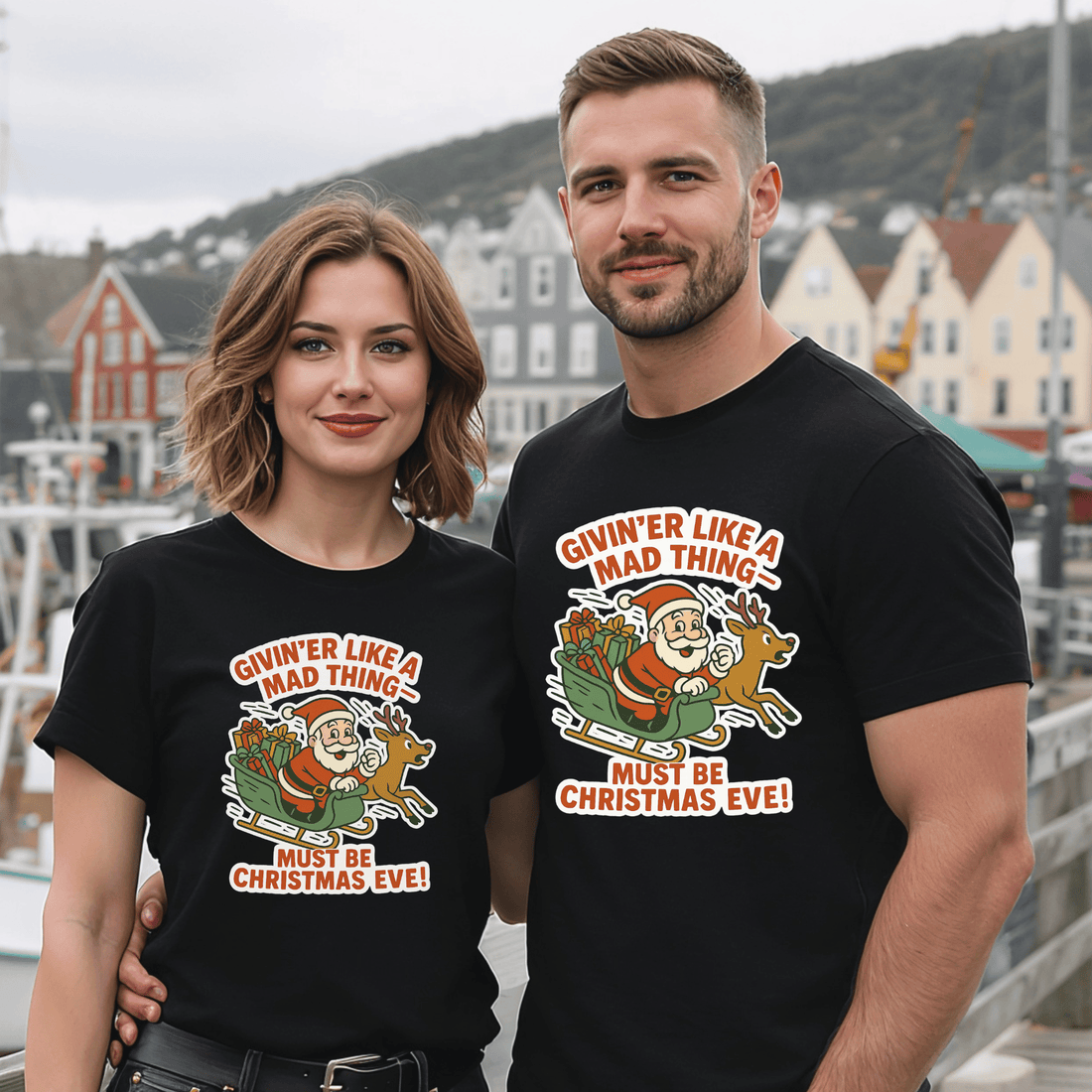 "Givin’er Like a Mad Thing" Santa Christmas T-Shirt - Newfinese Please