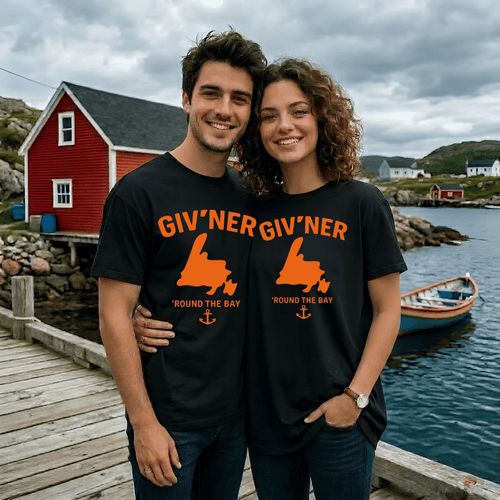 "Giv'ner 'Round the Bay" Tee — Newfoundland Classic Collection $35 CAD - Newfineseplease.ca