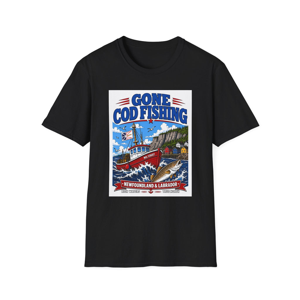 Gone Cod Fishing T-Shirt — Vintage Newfoundland & Labrador Fishing Crew Tee - Newfineseplease.ca
