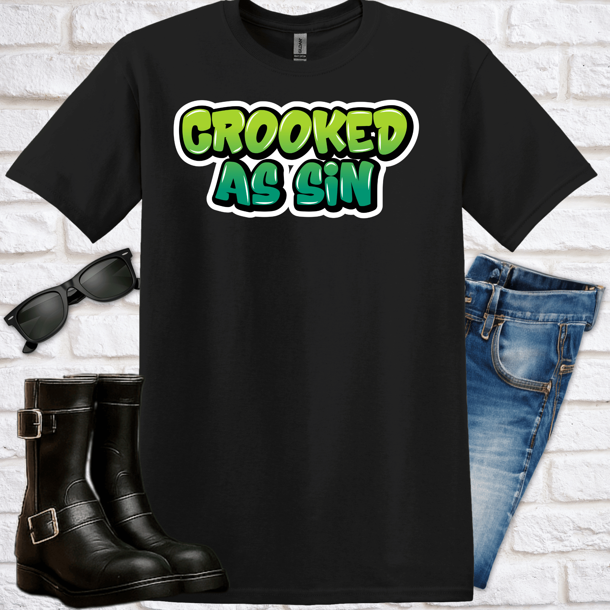 Graffiti "Crooked as Sin" T-Shirt - Newfinese Please