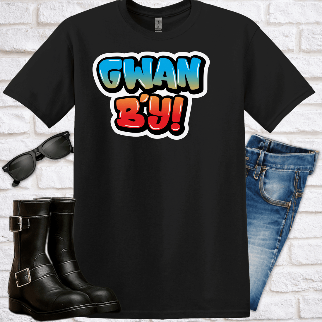 Graffiti "Gwan B'y" T-Shirt - Newfinese Please