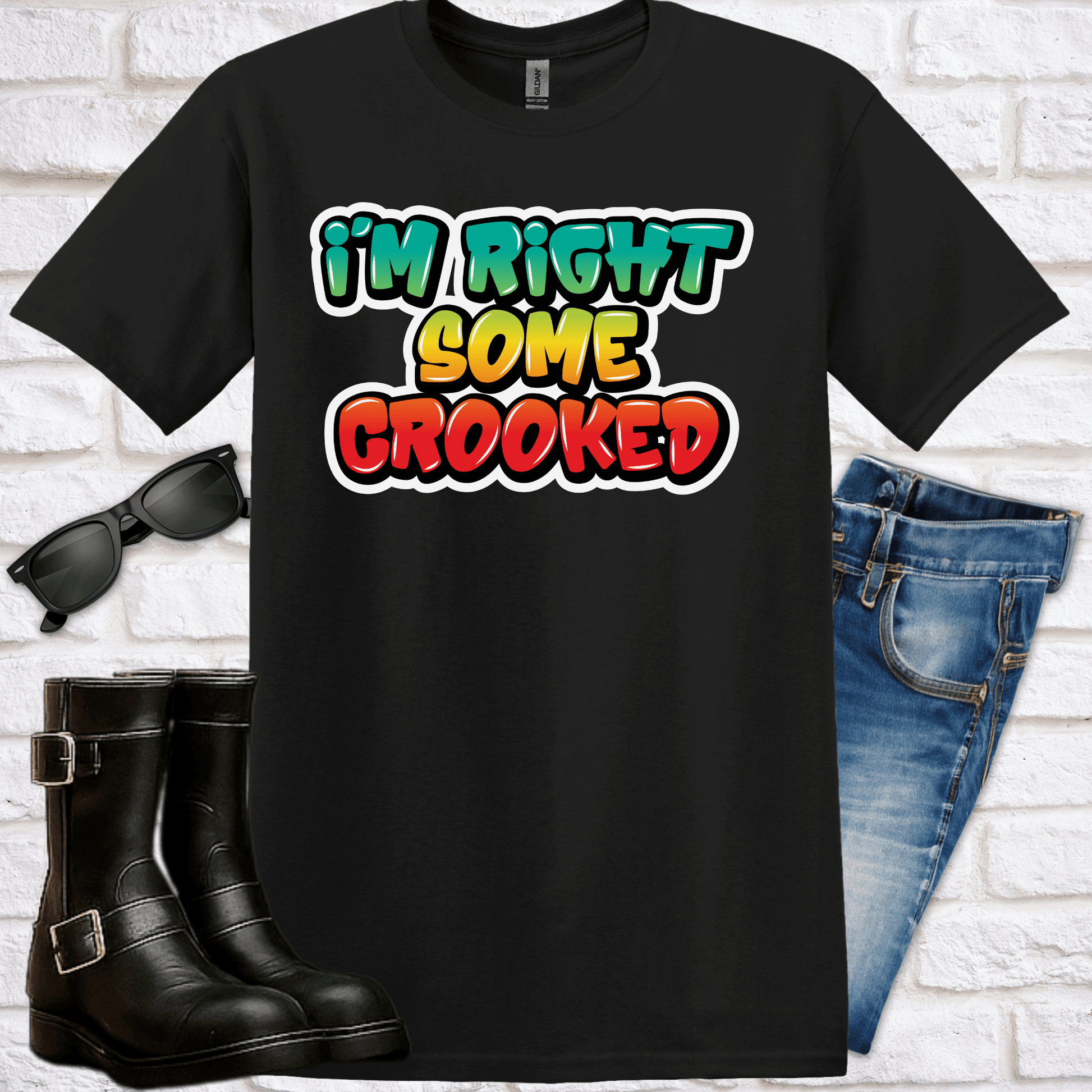 Graffiti "I'm Right Some Crooked" T-Shirt - Newfinese Please