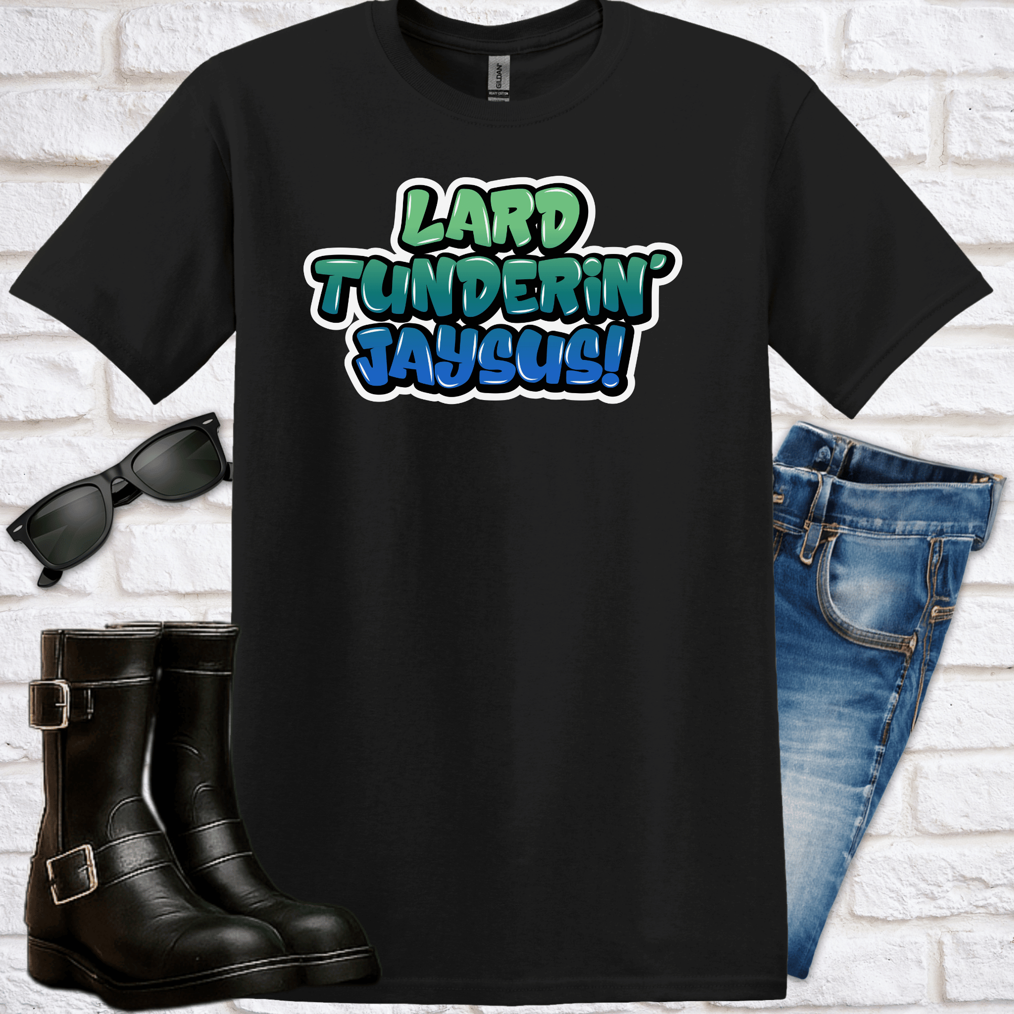Graffiti Lard Tunderin' Jaysus T-Shirt - Newfinese Please