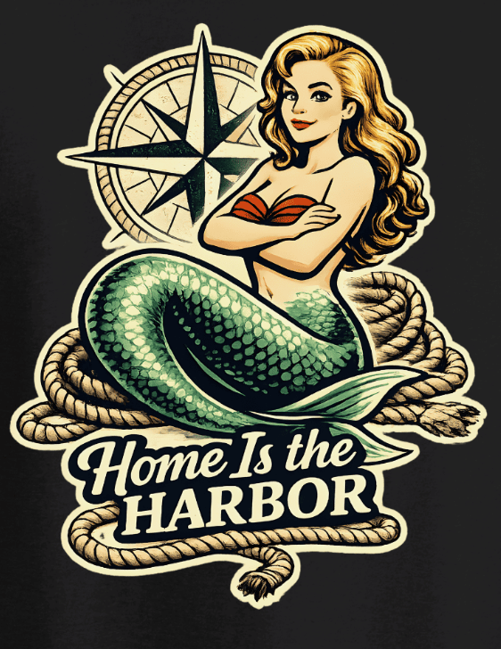 "Home Is the Harbor" Mermaid Tee - Newfoundland Nautical Collection - Newfineseplease.ca