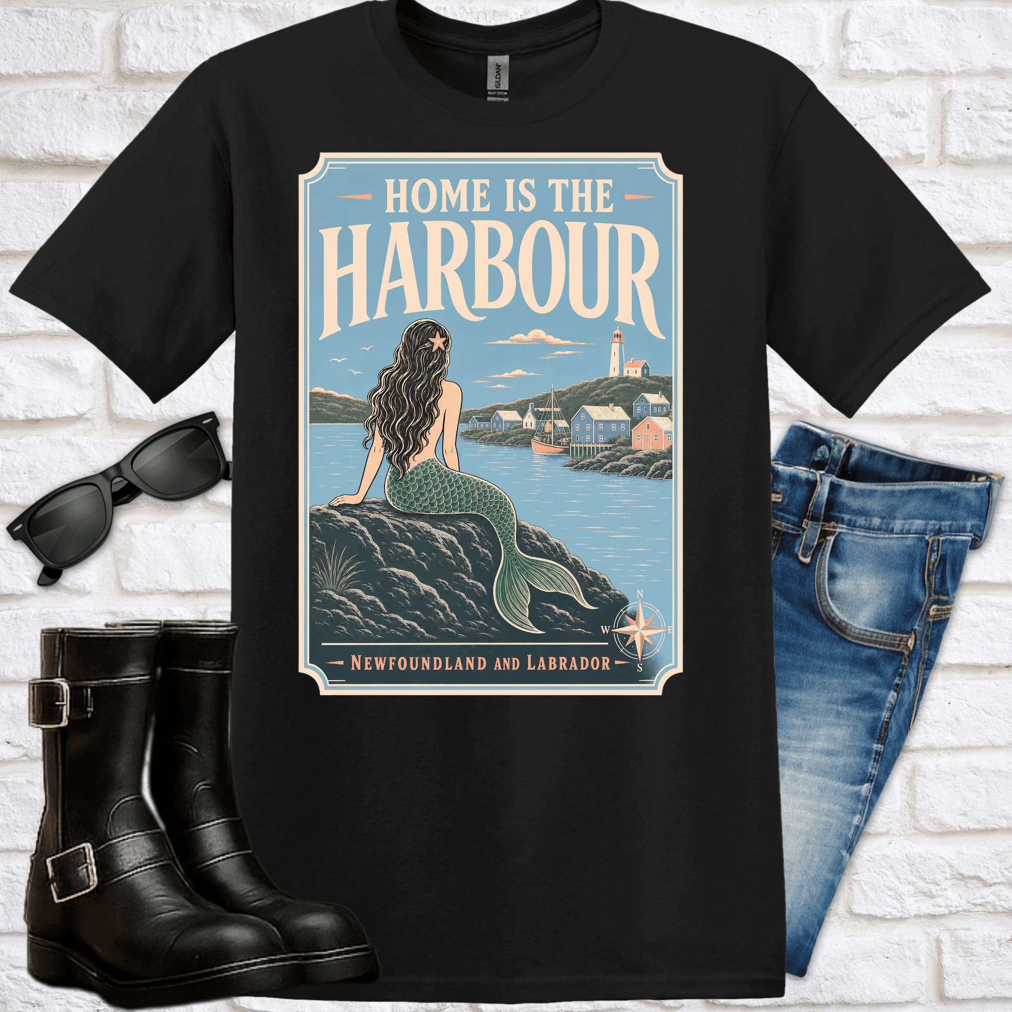 "Home Is the Harbour" Tee — Newfoundland Nautical Collection - Newfineseplease.ca