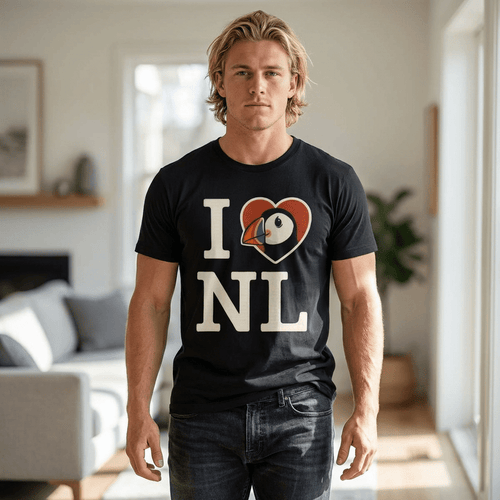 "I Heart NL " Puffin T-Shirt - Newfoundland Nautical Collection - Newfineseplease.ca