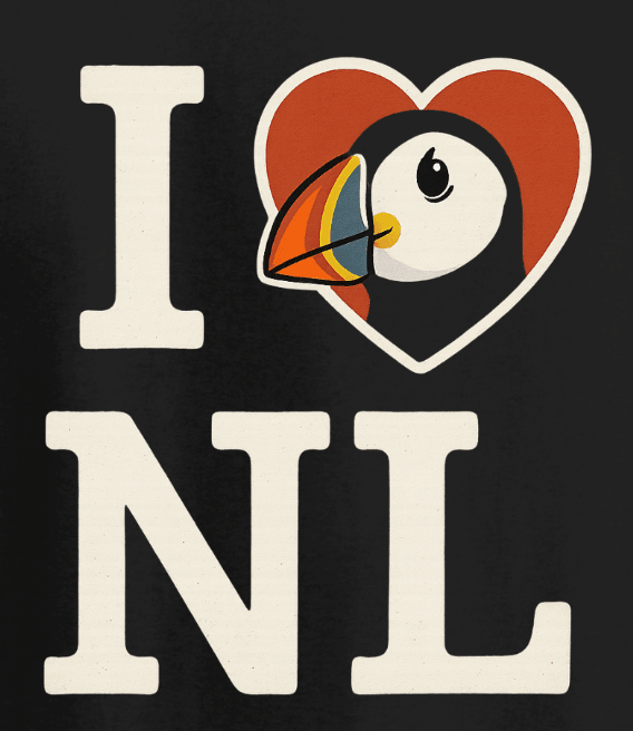 "I Heart NL " Puffin T-Shirt - Newfoundland Nautical Collection - Newfineseplease.ca