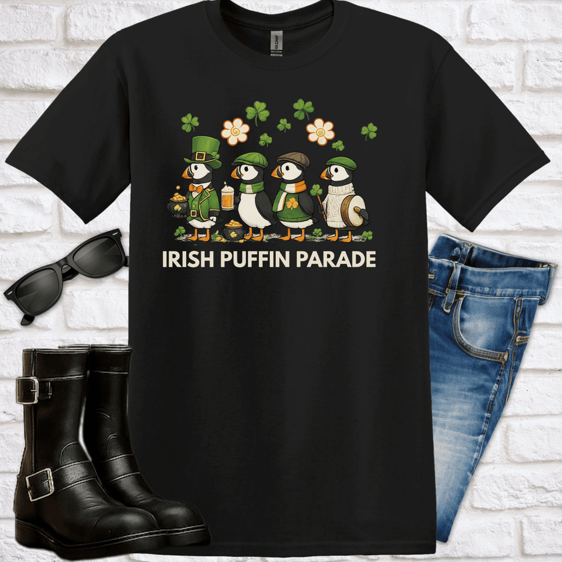 Irish Puffin Parade T-Shirt - Newfinese Please