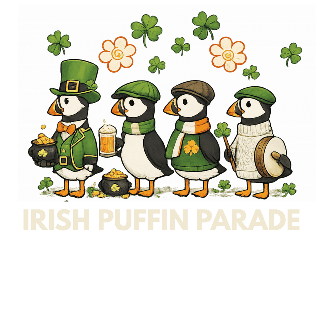 Irish Puffin Parade T-Shirt - Newfinese Please