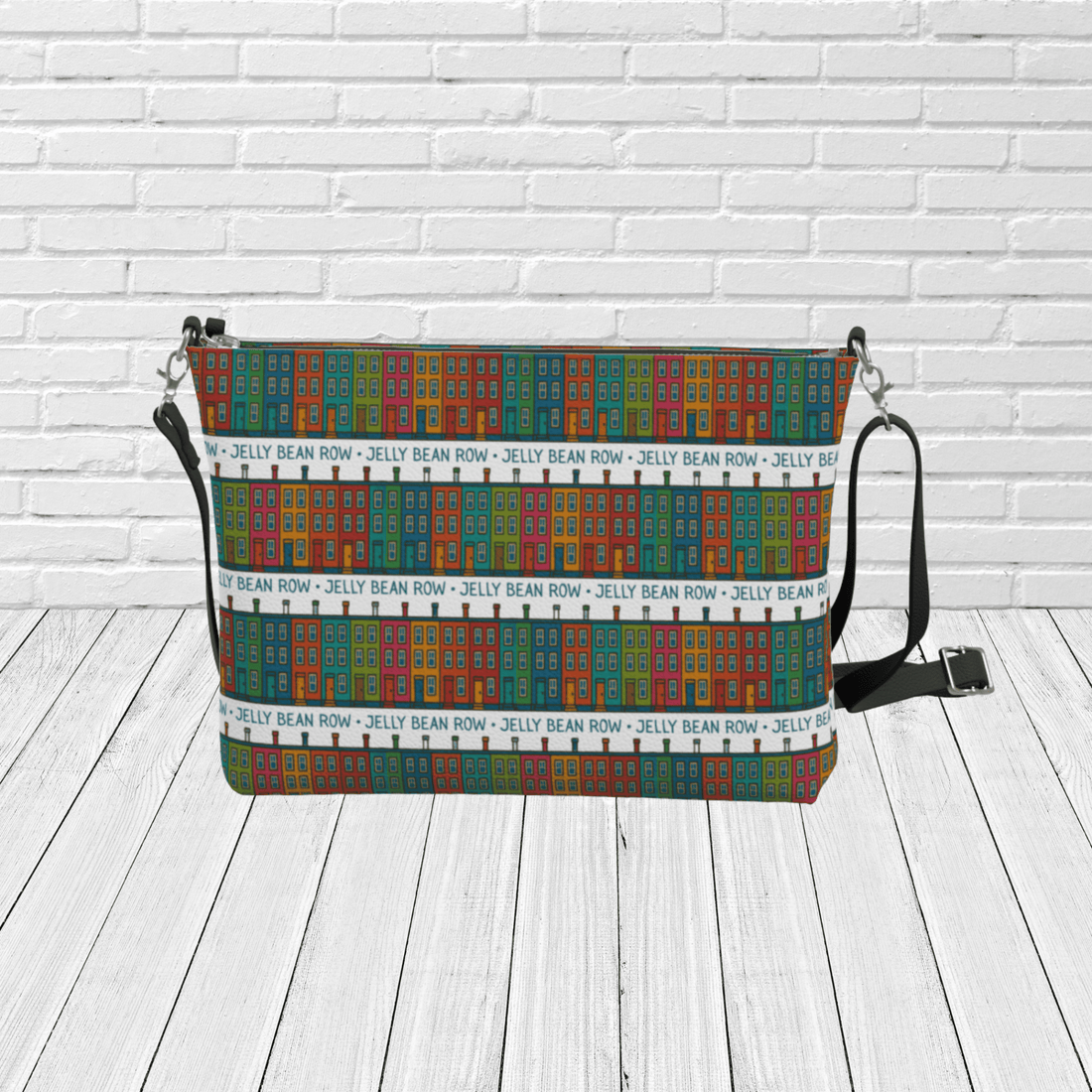 Jellybean Row Newfoundland Crossbody – St. John’s Houses Pattern Travel Purse - Newfinese Please